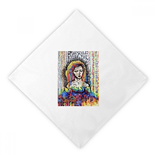 Serviettes en tissu réutilisable motif abstrait blanc multicolor format carré - 2