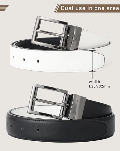 Womens Reversible Leather Belt for Ladies - Two-in-One Belt for Dress Women Mens Belt with Rotated Gun Color Buckle3