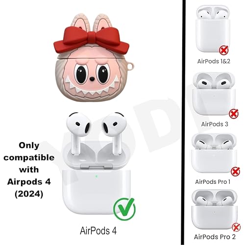 Image of YODI Case Cover for Airpods Pro|Pro 2|Airpods Pro 3|Airpods 4 Pouch, Silicone Cases with Cleaner Kit 360 Drop Protection,Shock-Resistant (RED Bow White Dall, Airpods 4)