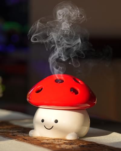 Smily Face Incense Cone Holder Cute Mushroom Incense Cone Burner Unique Gifts for Women Men