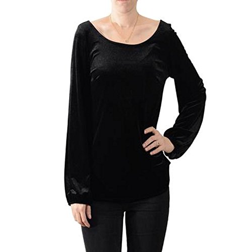 Only Hearts Womens Bishop Sleeve Velvet Top Black Small