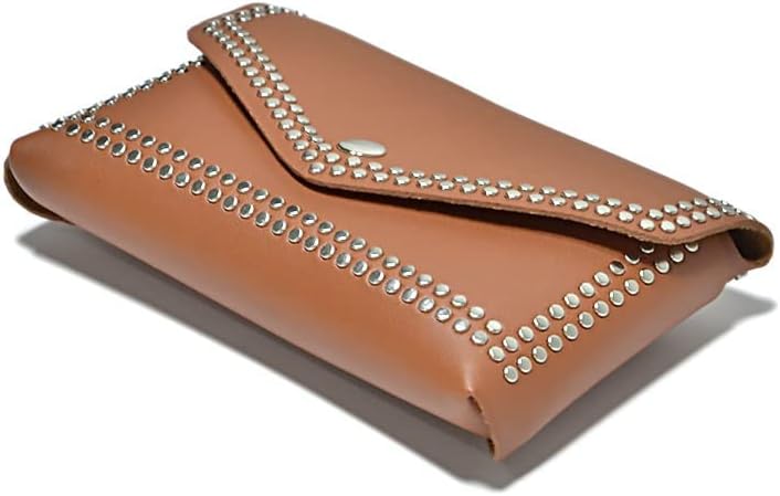 ウエストポーチ レディース レディースバッグ パンクリベット装飾ミニウエストパック ベルト付き(褐色)