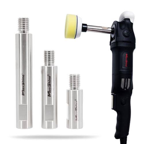 Image of Maxshine Universal Stainless Steel Extension Shaft Set for Rotary Machines - 2 inch, 3 inch & 5 inch Polisher Extenders for 5 /8 inch Backing Plates - 3-Piece Rotary Polisher Accessory for Car Polishing & Detailing