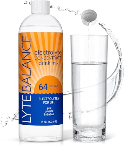 LYTE BALANCE Electrolye Concentrate | Liquid Electrolytes Drink Mix w/Sodium Potassium & Magnesium | Daily Hydration Muscle Recovery Immune Support Rehydration | Keto No Sugar (64 Servings)