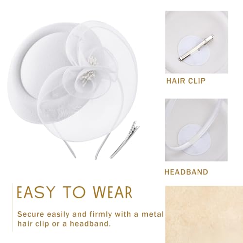 Image of DRESHOW Fascinators Hat Feather Headband Women's Fascinators Tea Party Headwear with Clip Flower Head Band for Girls & Women