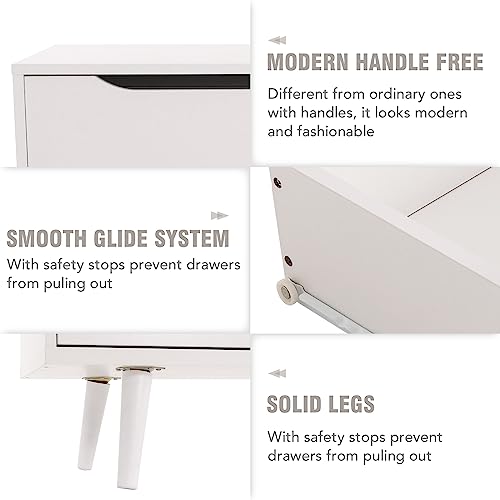 WAYTRIM 6 Modern Dresser White Dresser with Handles Wood Dresser Storage Dressers Organizer Wide Chest of Drawers for Bedroom Hallway Living Room, White - Thumbnail 7