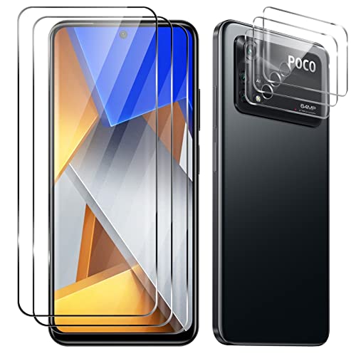 NEWZEROL Vetro Temperato Compatibile per Xiaomi Poco M4 PRO 4G, 3 Pezzi Pellicola Protettiva + 3 Pezzi Pellicola Protettiva Fotocamera, Pellicola Ad Alta Definizione Durezza 9H Senza Bolle