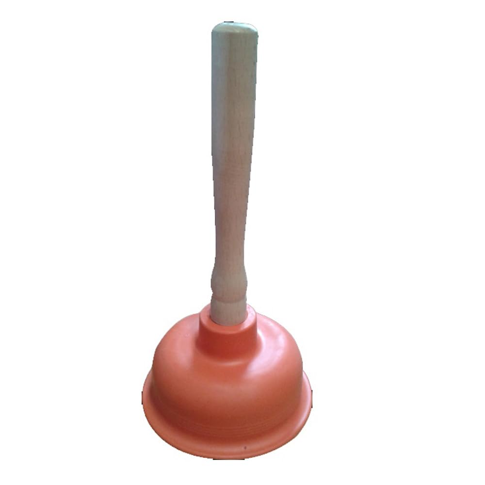 Ventosa Stura lavandino e Scarichi -In Gomma Manico in Legno Ideale per Lavandino Doccia WC - Facile da Utilizzare (DIAMETRO 12 Cm.)