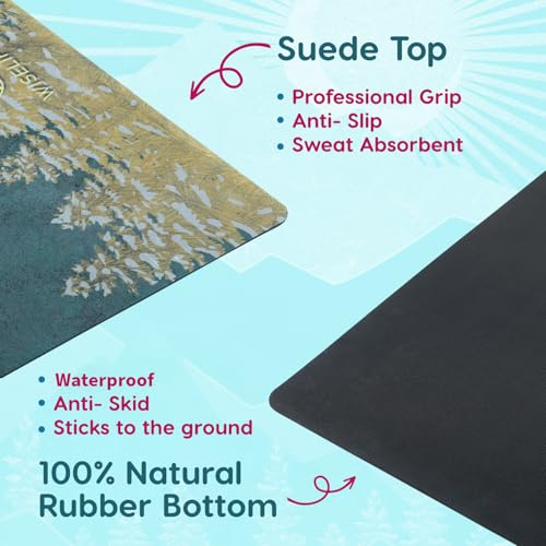 Image of Wiselife MicroFiber & Natural Rubber Foldable Yoga Mat + Carry Strap | Extra Thick Extra Long,Extra Wide Exercise floor Mat For Gym, Workout, Fitness | Natural Rubber Yoga Mat (1MM, Arabian Night)