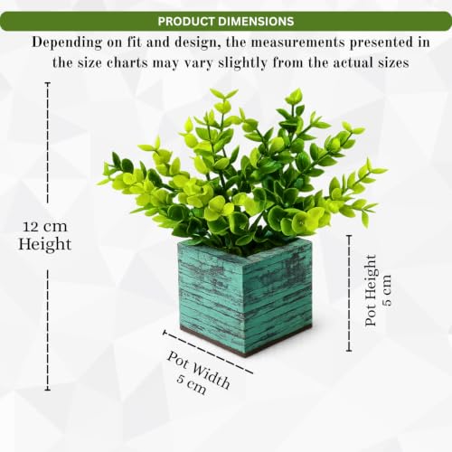 Image of DecoreBugs Artificial Eucalyptus Plant with Plastic Pot (Pack of 2) | 12 cm Height | Mini Potted Plants for Shelf Decor, Home, Office, Living Room, Desk & Table Item Decoration