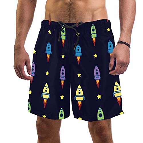 Short de bain pour homme XL à motif vaisseau spatial avec doublure maille
