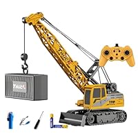Ezweiji RC Bulldozer, 11 Kanal Ferngesteuertes Bulldozer Baufahrzeug Spielzeug 1:20 Voll funktionsfähiger RC Raupenfahrzeug mit Licht und Soundeffekten (Ferngesteuerter Kran)