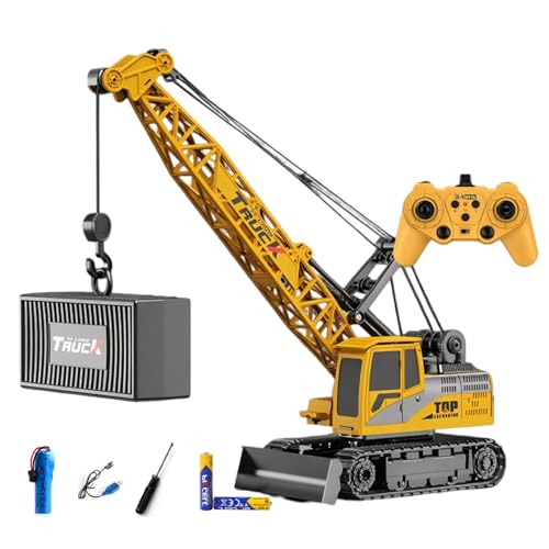 Ezweiji Ferngesteuerter Kran 11 Kanal RC Spielzeugkran Baufahrzeug Spielzeug 1:20 Kranwagen mit Licht & Sound 360 Drehbarer RC Hebekran Baustelle Spielzeug Auto Geschenk für Kinder Jungen