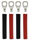 Simple Electric Solutions 4 Pack - 8 Guage - 3/8 Ring - Tinned Copper Marine Battery Welding Lug Terminal Connectors - Dual Wall Adhesive Heat Shrink Included