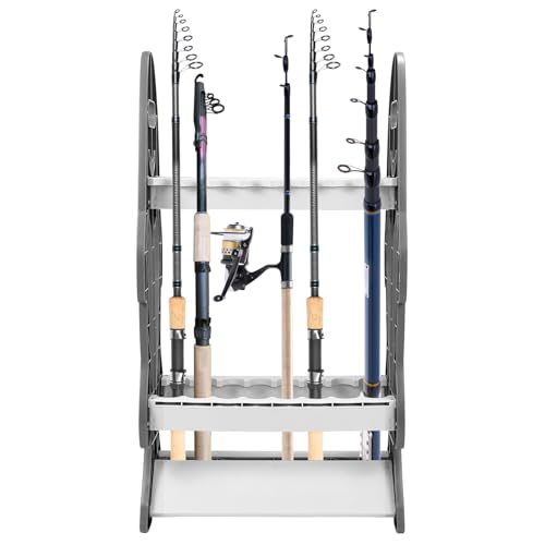 QWORK Soporte para 16 Cañas de Pescar