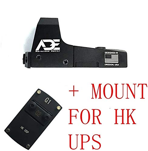 Ade Advanced Optics Mini RD3-006x Green Dot Reflex Sight for HK USP Pistol Mounting Plate That Replace Rear Sight