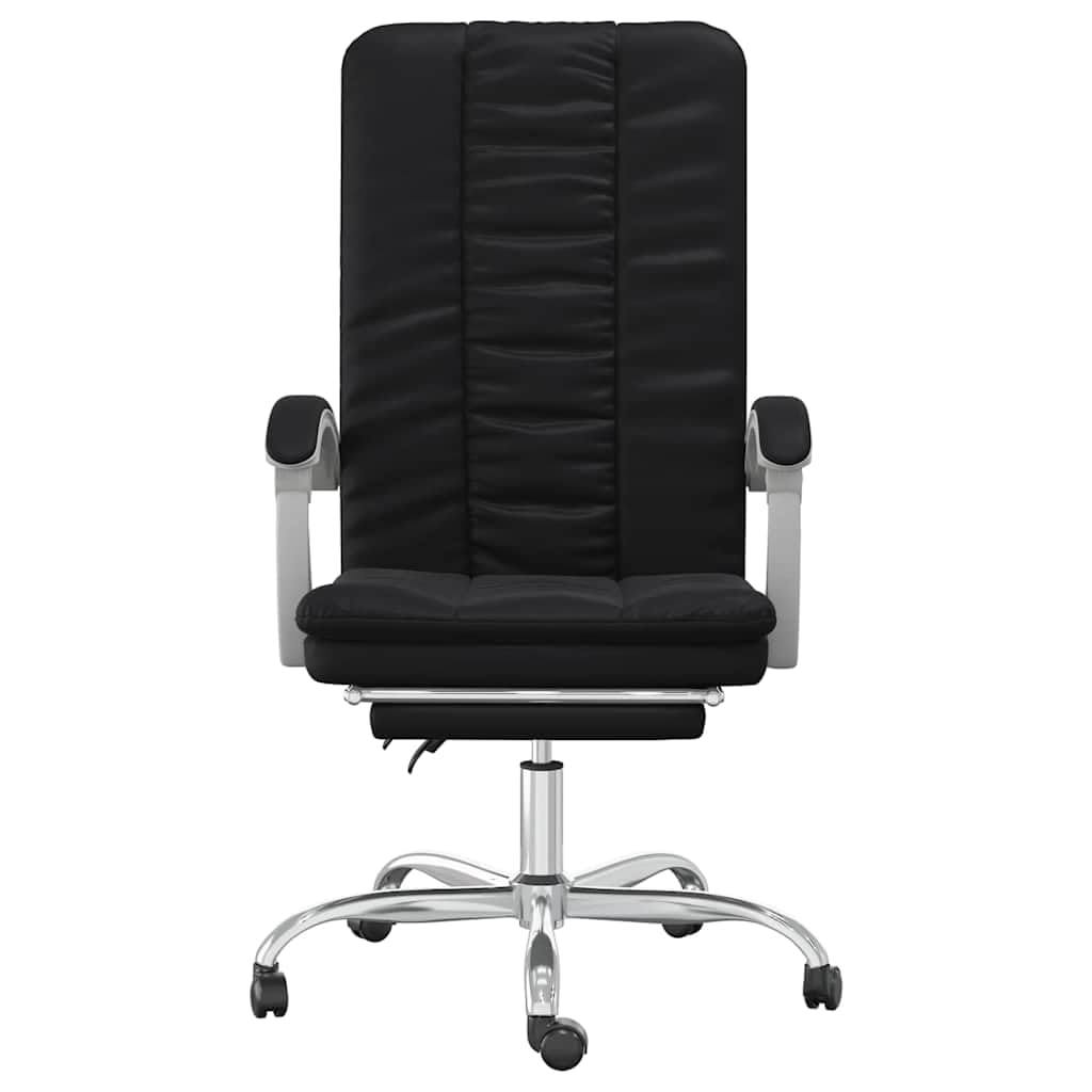 Krzesło biurowe z funkcją leżenia, kolor czarny, sztuczna skóra, ergonomiczna regulacja wysokości, obrotowe, z kółkami i podłokietnikami, do domowego biura, komputera, do gier i krzeseł