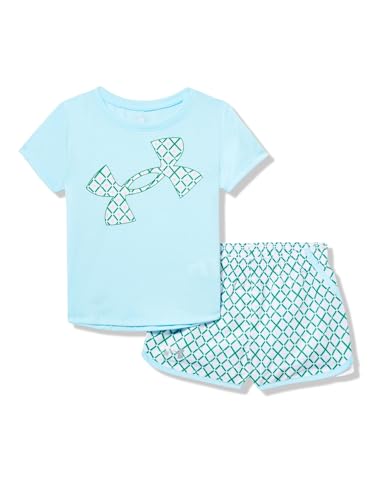 Image of Under Armour Girl's 2-piece Short Sleeve Tee and Shorts Set, Lightweight and Comfortable