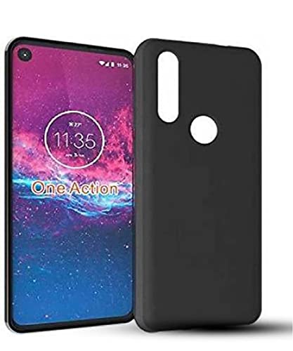Image of Mobile Back Cover Case for Motorola Moto One Action, Moto P40 Power (Silicone Case|CameraProtection|Black SC1510)