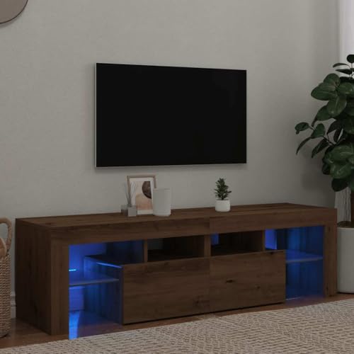 Refined Mueble de TV Luces LED Madera Roble