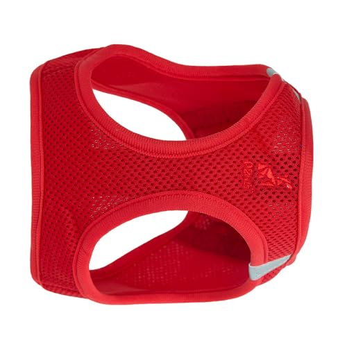 P24S SMART Step-In Hundegeschirr mit 2 kostenlosen personalisierte Namensaufkleber Klettsticker Wunschetikette für kleine Hunderassen mit Digital Hundefinder Dienst (Rot, S (Brust 46-57 cm))
