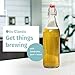 Otis Classic Swing Top Glass Bottles - Set of 6, 16oz w/Marker & Labels - Clear Bottle with Caps for Juice, Water, Kombucha, Wine, Beer Brewing, Kefir Milk or Eggnog