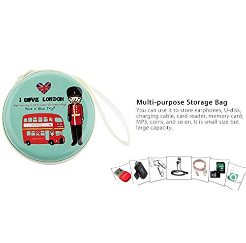 Image of Stealodeal Round Aluminium Zipper Headphone Case London LC-02 All Earphones (Pack of 4)