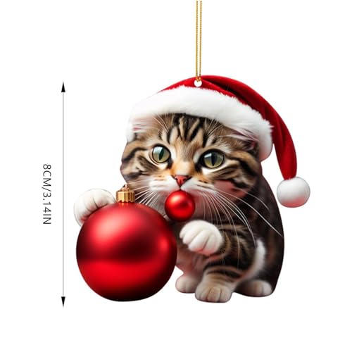 MERIGLARE Enfeites de gato de natal enfeites de animal artificial de pelúcia pingente de árvore de n