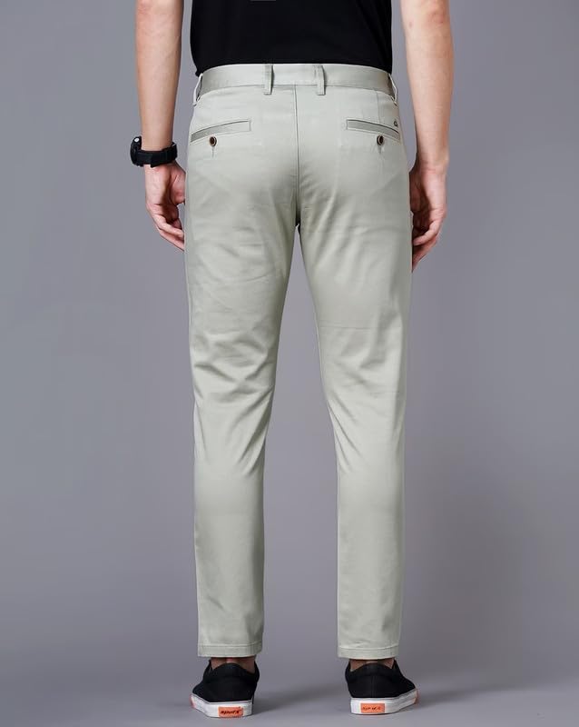 Image of British Club 100% Cotton Slim Fit Flat-Front Trousers for Men | Tailored Design for a Clean Look | Versatile for Office & Casual Wear | Lightweight Breathable Fabric | Black