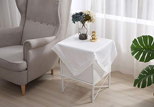 Bettop Square Tablecloth,Nightstand Tablecloth,Side Table Cover,Table Cloth For Bedside Table/ Nightstand/Night Table/Tea Table/End Table/Dressers,Table Dustcover Doilies For Furniture (White) #TOP2