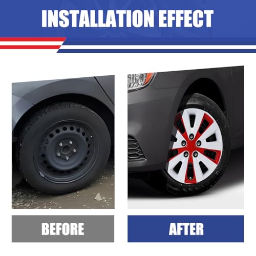 Image of Winjet 16 inch Set of 4 Steel Wheel Hubcaps for 2013-2019 Sentra & 2011-2017 Nissan Leaf Wheel Rims Cover,Snap On Installation PP Material (White Lacquer & Red Lacquer)