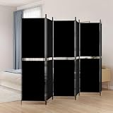Runheo Paravento da 6 pezzi, nero, 300 x 180 cm, in tessuto, pieghevole, autoportante, per camera da letto, soggiorno, ufficio, interni