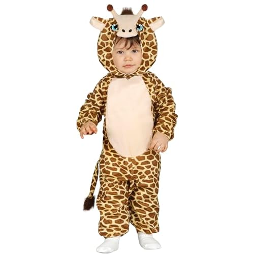FIESTAS GUIRCA | Disfraz de Jirafa Baby (12-18/Meses) - Capucha, Cola y Mono - Disfraces de Animales para Bebés Unisex - Ideal para Halloween, Carnaval y Fiestas de Disfraces - Marrón y Beige