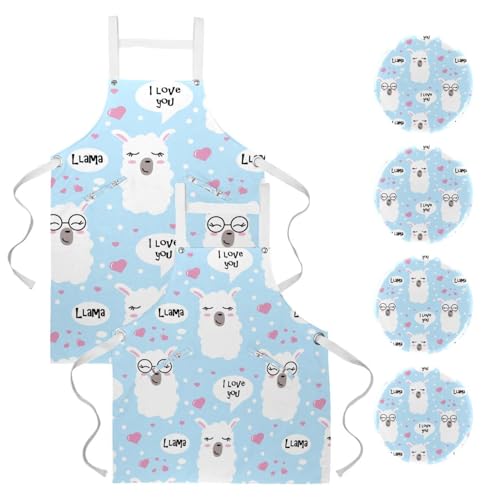 Lot de 2 tabliers de cuisine avec broches agneau multicolore