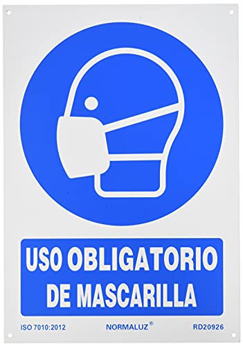 Señal Es Obligatorio El Uso De Mascarilla Con Tintas Uv | 210 X 300 Mm - Aluminio 0'5 Mm En Oferta Normaluz Rd20926 - Señal Es Obligatorio El Uso De Mascarilla Aluminio 0,5Mm 21X30 Cm
