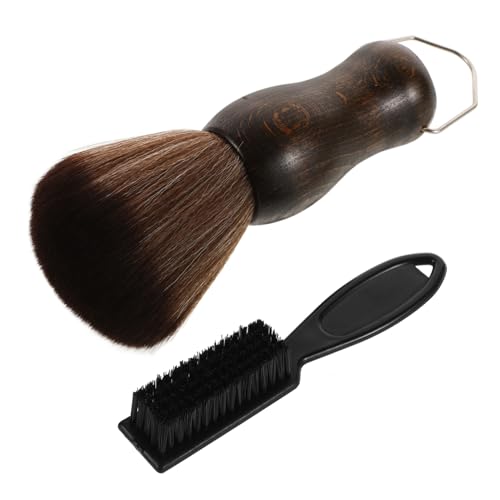 FOMIYES Double Bristle Hair Brush Barber Brush for Men Beard Grooming Set Handle Duster