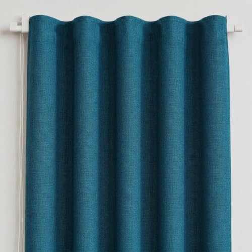 Image of FRESH FROM LOOM Jute 9 ft Non-Ring Curtains | S-Wave Pleat | Premium Door Parda | Light Block Parde | Door Non-Ring Curtains | S-Wave Pleat (Size - 9ft, Blue, 2pc)
