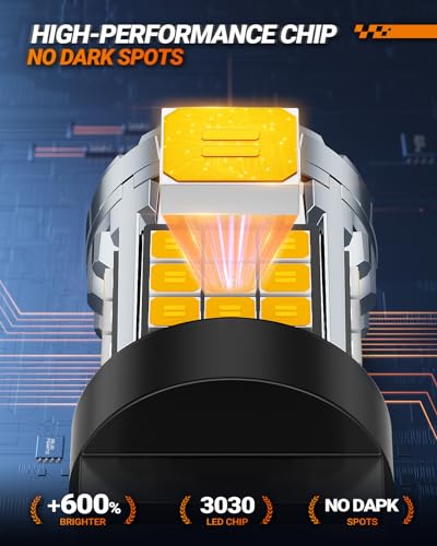 Image of SEALIGHT Turn Signal Bulb, 3157A 3156 LED Bulbs Amber, 600% Super Bright High Power Canbus Error Free Anti Hyper Flash, 3457NA 4057 4157 for Front Rear Turn Signal Light, Blinker Marker Lights, 2 Pcs