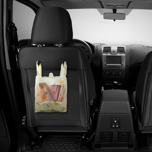Image of Car Trash Bag Hanging Disposable Car Garbage Bag Pack of 200 Small Auto Trash Bag for Car with 4 Hook for Car Kitchens Bedrooms Offices During Travel and Camping (Yellow)