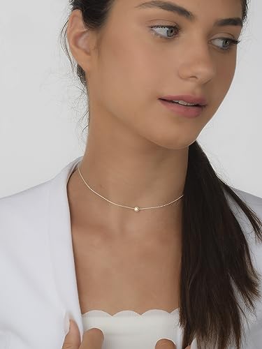Annika Bella Choker Necklace for Women, Length 13-16 Inches, Sterling Silver/Gold Everyday Necklaces, Ball Bead Charm Chokers4