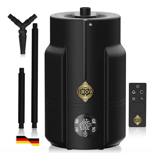 THE GROW Nebel PRO Luftbefeuchter 6L für Growzelt und Growbox, Ultraschall-Luftbefeuchter mit Hygrostat 35–95%, 4 Nebelstufen, bis 450 ml/h, externer Sensor, Timer, Fernbedienung, Schlauch