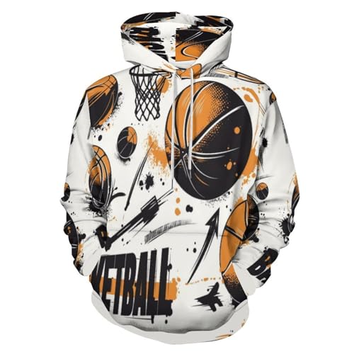 Sweat-shirt homme blanc basket-ball pull à capuche automne chic