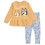 Bluey Bingo Toddler Girls Peplum Sweatshirt and Leggings Outfit Set Orange/Blue Bingo/Bluey 3T