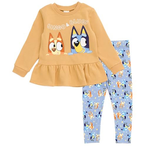 Image of Bluey Girls Peplum Sweatshirt and Leggings Outfit Set Toddler to Big Kid Sizes (2T - 10-12)