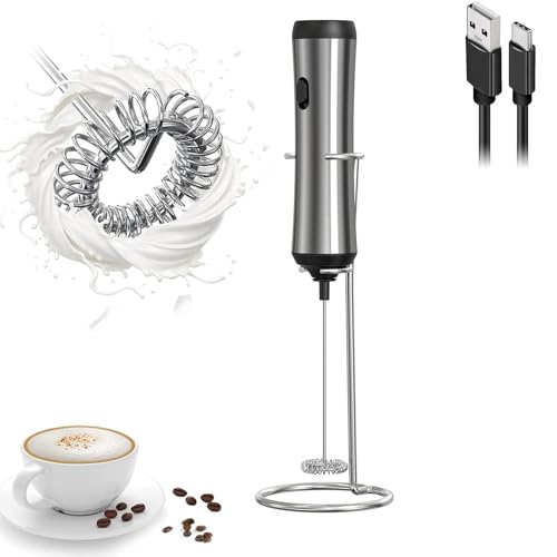 Z-oneMart Mousseur à lait portatif, mélangeur de boisson, mousseur pour café, machine à mousse, mini mélangeur et mousseur portable pour lattes, chapptino, frappe, matcha