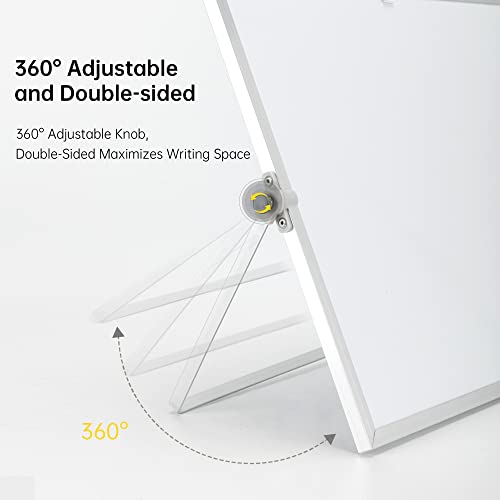 Vusign Dry Erase White Board, 16inX12in Magnetic Desktop Whiteboard with Stand, 10 Markers, 4 Magnets, 1 Eraser, Portable Double-Sided White Board Easel for Office, Home, School, Kids Drawing, Memo - Thumbnail 2