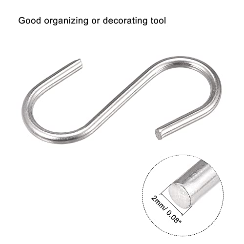 Image of uxcell S Hooks 1.18 inch Long Stainless Steel Hanger for Hanging Objects in Kitchen, Garden, Bathroom, Garage 16Pcs