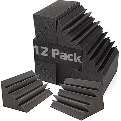 Acoustic Foam Bass Traps -12 Pack Wall Corner Studio Foam Blocks 12" X 7" X 7" Low-Frequency Sound Absorption Material for Home Studio and Theater etc. (12 Pack, Bass traps) Cover