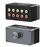 Cubilux AS-R4 4-Channel RCA Audio Selector, Bidirectional 4-Way Stereo RCA Aux Switcher, 1-Input to 4-Output / 4-Input to 1-Output