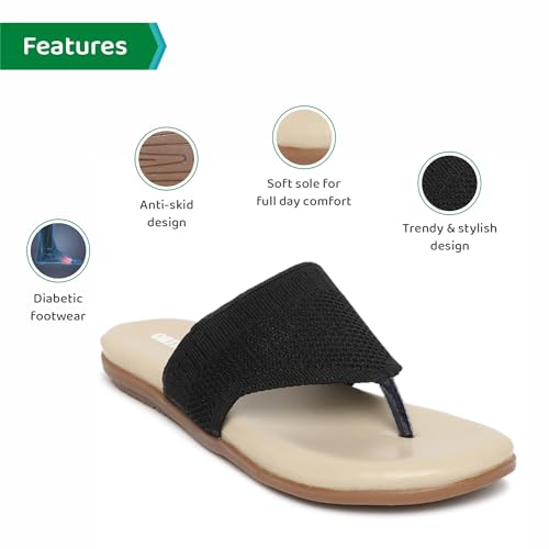 Image of ORTHO JOY Fancy doctor slippers | Comfortable flat sandals for women stylish